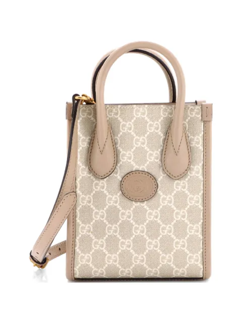 Gucci Pre-Owned Interlocking G Patch Tote GG Coated Canvas Mini satchel Neutrals 95A7IAO2ZA59HQXA