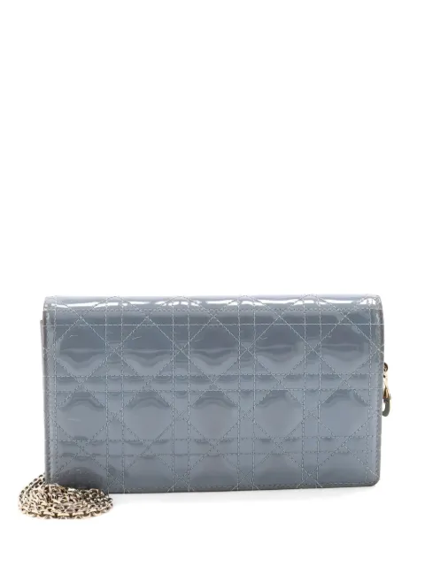 Christian Dior Pre-Owned Lady Dior Chain Pouch Cannage Quilt Patent crossbody bag Blue 8XFOYJG3ESHU7UKV