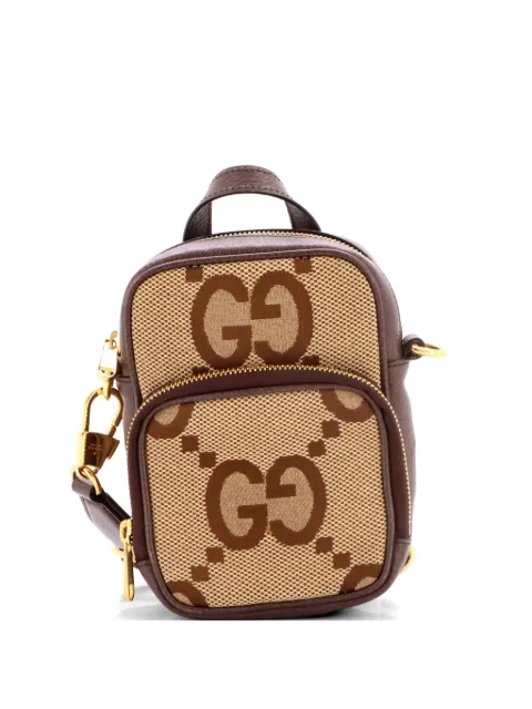 Gucci Pre-Owned Front Pocket Web Jumbo GG Canva Mini crossbody bag Brown OEQK92L1RSCCH4X2