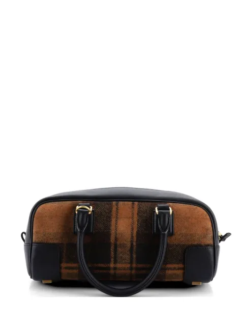 Loewe Pre-Owned Amazona Cropped Bag Tartan Suede and Leather 23 shoulder bag Brown O55ICF8AYT228I9V