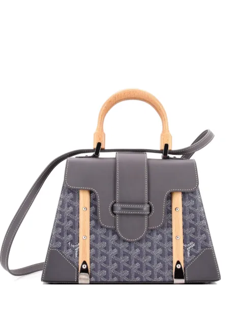 Goyard Pre-Owned Saigon Top Handle Bag Coated Canvas with Leather PM satchel Grey 7WMAUTY5KLZHZAD5