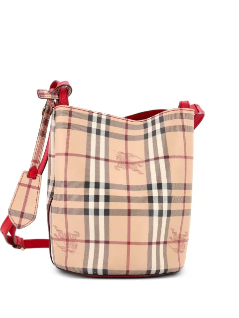 Burberry Pre-Owned Lorne Haymarket Coated Canvas Small bucket bag Red 5TRMS7QH2GJ796VG