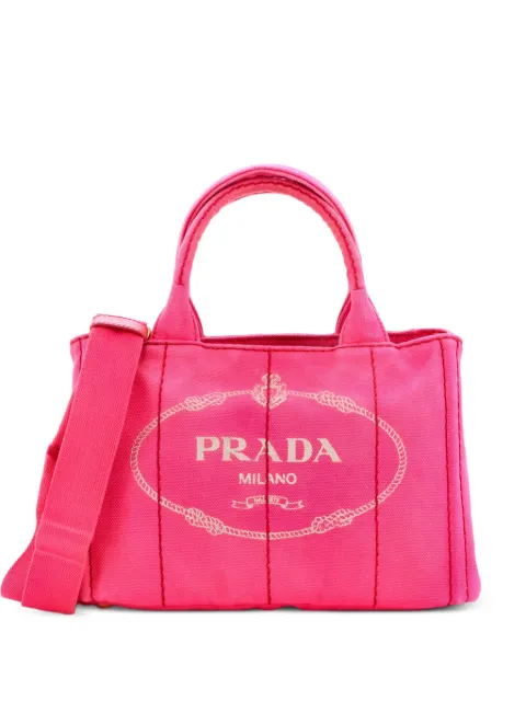 Prada Pre-Owned Canapa Convertible Canvas Mini tote bag Pink K3ZRUPJ2Q4I30X22