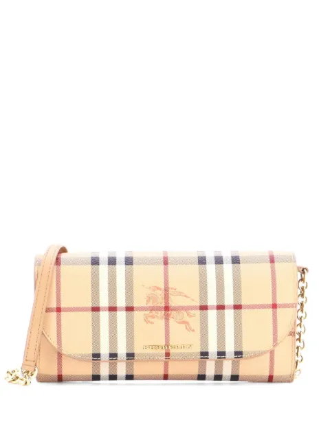 Burberry Pre-Owned Henley Wallet on Chain Haymarket Coated Canvas crossbody bag Brown WF1U42CMVZH3C633
