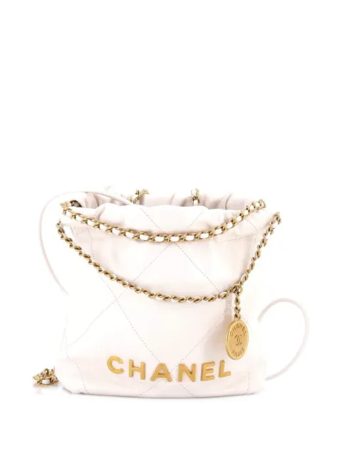 CHANEL Pre-Owned 22 Chain Hobo Quilted Calfskin Mini crossbody bag White 45833BPD8AOZXWIC