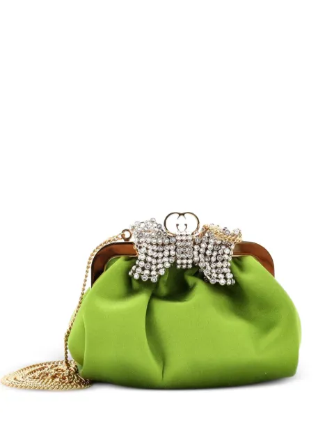 Gucci Pre-Owned Crystal Bow Chain Satin clutch bag Green 43MCYPPJ1W1980PF