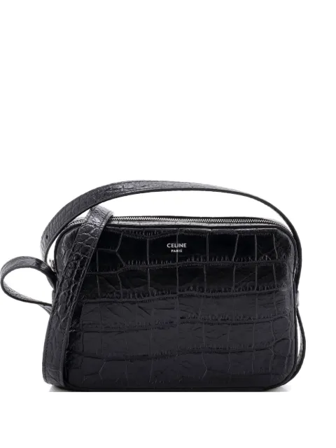 Celine Pre-Owned Horizontal Phone Pouch Crocodile Embossed Leather Mini shoulder bag Black 3XQYB3X7NTG58CF8