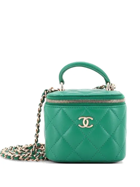 CHANEL Pre-Owned Classic Top Handle Vanity Case with Chain Quilted Lambskin Mini crossbody bag Green 3HMSE5PWHSQ5APBQ