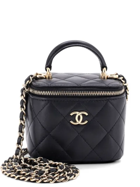 CHANEL Pre-Owned Classic Top Handle Vanity Case with Chain Quilted Lambskin Mini crossbody bag Black HPOZQC7Z68ENF162