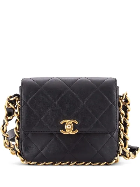CHANEL Pre-Owned Framing Chain Flap Bag Quilted Calfskin Small shoulder bag Black 2HFUQ3IIKTGYW8JH