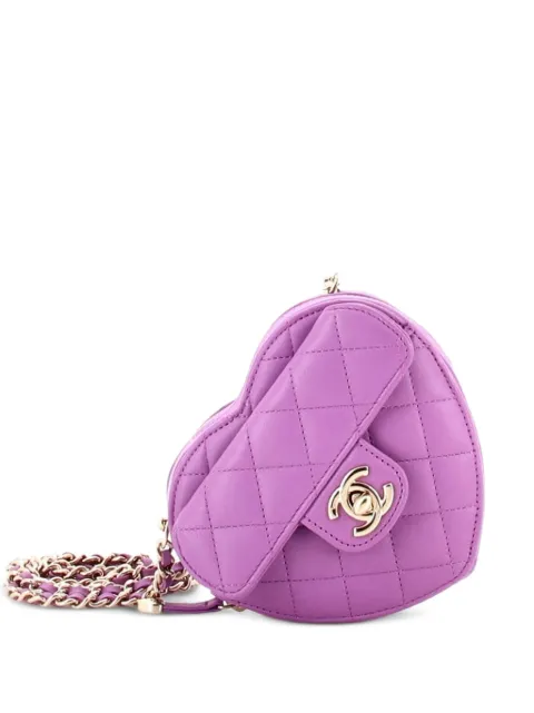 CHANEL Pre-Owned CC in Love Heart Clutch with Chain Quilted Lambskin crossbody bag Purple RK6LTKCE6FK6B6JL