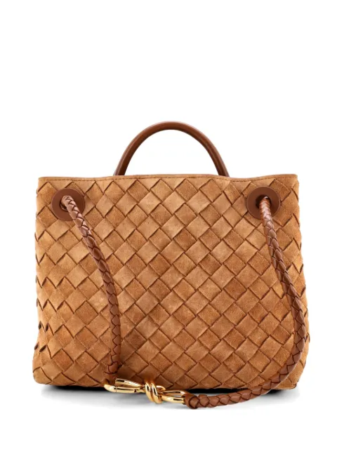 Bottega Veneta Pre-Owned Andiamo Top Handle Bag Intrecciato Suede Small satchel Brown PON6EN8ICWV4QC8A