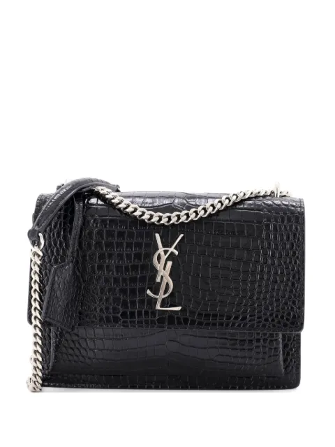 Saint Laurent Pre-Owned Sunset Crocodile Embossed Leather Medium crossbody bag Black AV583G1OYARJEZ5V