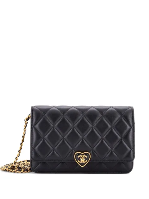CHANEL Pre-Owned Coco Love CC Heart Wallet on Chain Quilted Lambskin crossbody bag Black 38AFGRK2G9E9LBB4