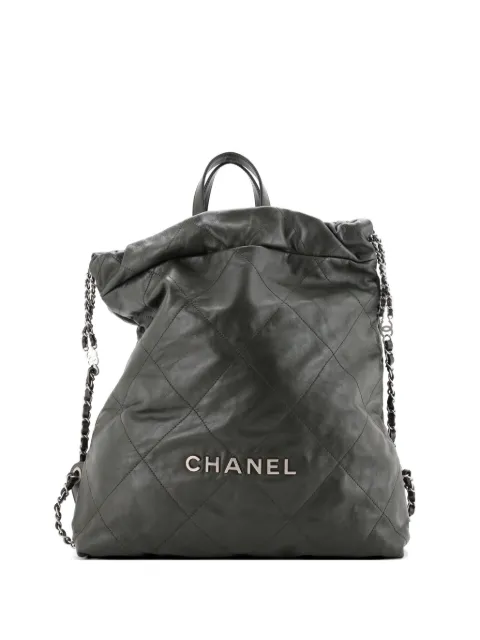 CHANEL Pre-Owned 22 Chain Quilted Calfskin Large backpack Green 1L2W2LRLJTRRD0EY