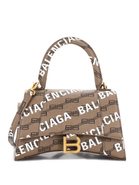 Balenciaga Pre-Owned Hourglass Top Handle Bag Monogram Coated Canvas Small satchel Brown T7AKXYWJG9MTKW69