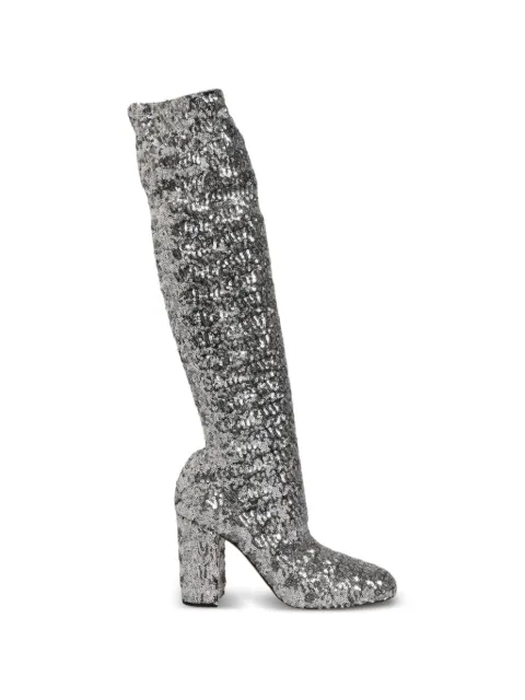 Dolce & Gabbana sequin-embellished boots Silver 9025536229591