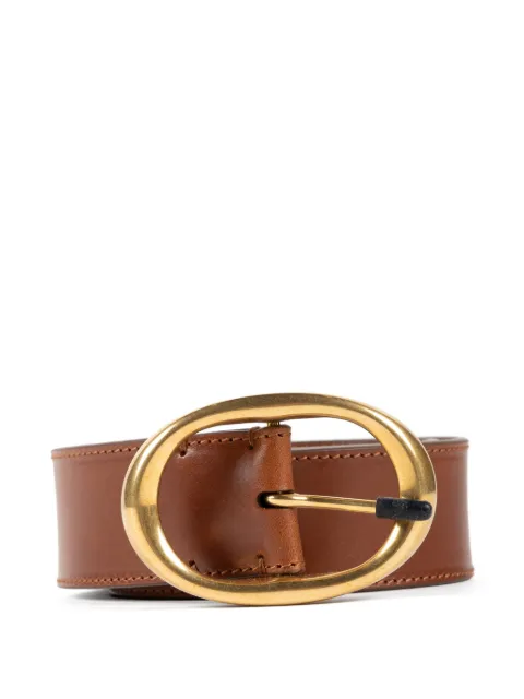 TWP oval-buckle leather belt Brown A500024L047