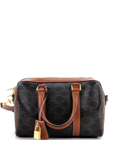 Celine Pre-Owned Boston Bag Triomphe Coated Canvas Medium shoulder bag Brown 0SOQQX99AIYW7RH8