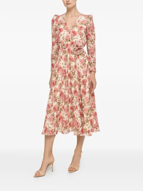 NISSA floral-detail chiffon midi dress Neutrals RC16970