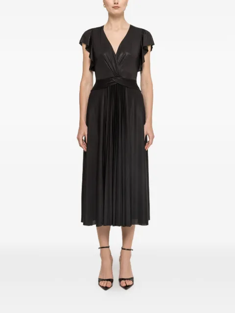 NISSA glossy-effect midi dress Black RS16616