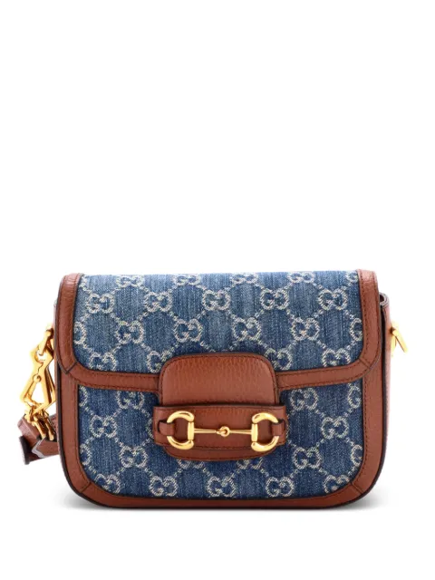 Gucci Pre-Owned Horsebit 1955 GG Denim Mini shoulder bag Blue T3VIRKJKTGPTXAE6
