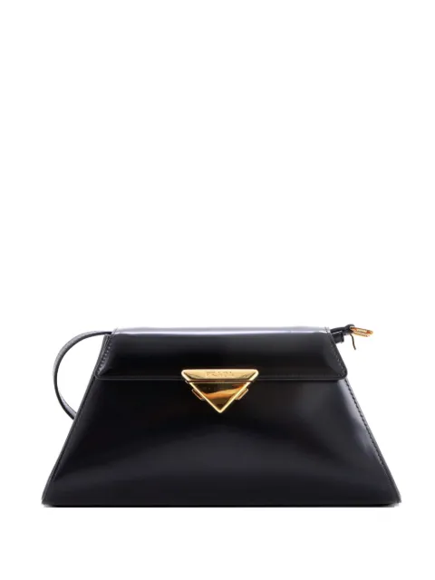 Prada Pre-Owned Trapezoid Flap Brushed Leather shoulder bag Black SUV6ZOSY80OILG2A