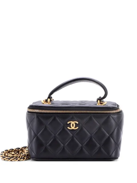 CHANEL Pre-Owned Classic Top Handle Vanity Case with Chain Quilted Lambskin Small crossbody bag Black QBW1IRQF41SSAVBS