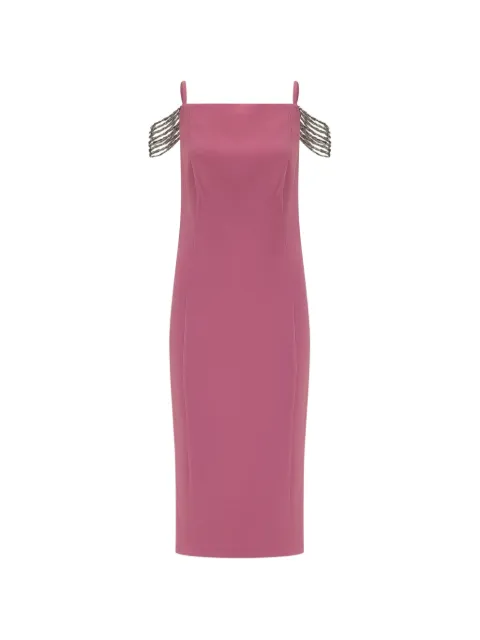 PINKO chain-embellished cold-shoulder midi dress Pink 106627A34P