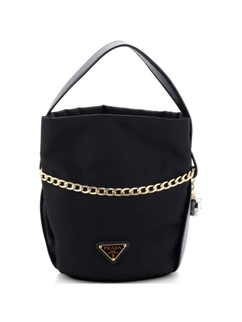 Prada Pre-Owned Petit Sac Re-Nylon and Nappa Leather Mini bucket bag Black 7SRHVPQMZB303ESA