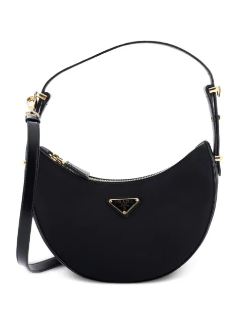 Prada Pre-Owned Arque Half Moon Tessuto Small hobo bag Black YHT2CDMYRRLAF8C0
