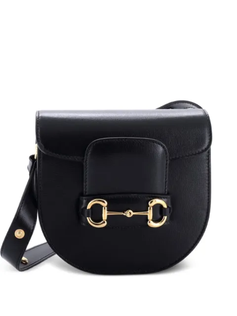 Gucci Pre-Owned Horsebit 1955 Rounded Shoulder Bag Leather Mini crossbody bag Black K9A4GUJLX7OP9371