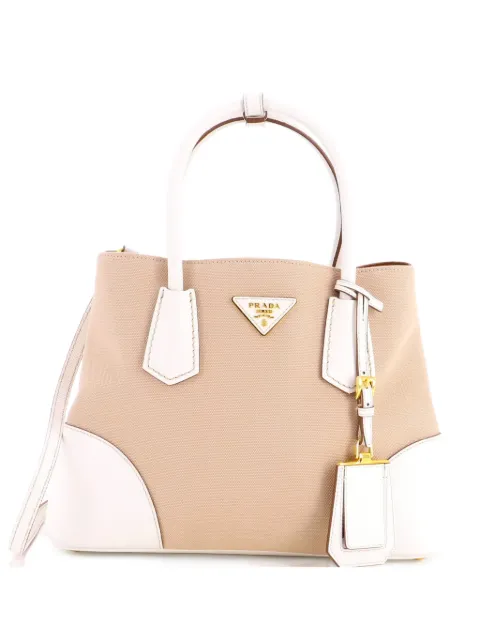 Prada Pre-Owned Cuir Double Canvas and Saffiano Leather Medium tote bag Neutrals K4OTXU0JE9PT97FJ