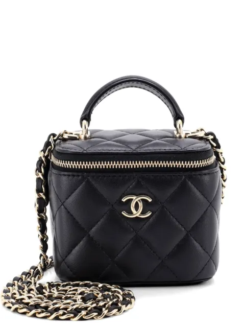 CHANEL Pre-Owned Classic Top Handle Vanity Case with Chain Quilted Lambskin Mini crossbody bag Black B0ZOWV3APO050QDJ