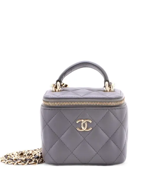 CHANEL Pre-Owned Classic Top Handle Vanity Case with Chain Quilted Lambskin Mini crossbody bag Grey 3QOVRE9NANC7J71C