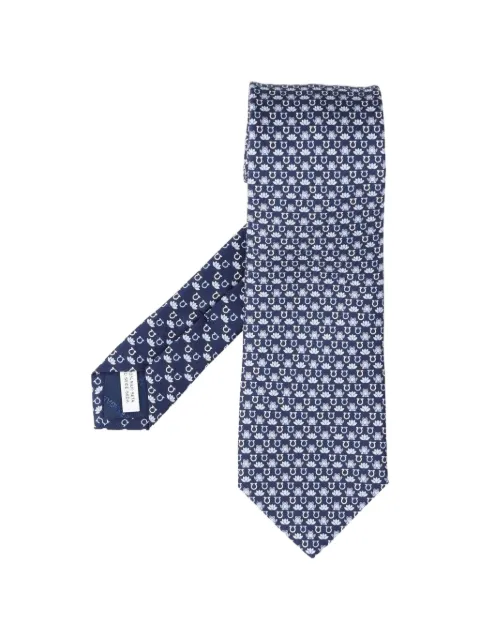 Ferragamo Frog print silk tie Blue 351459
