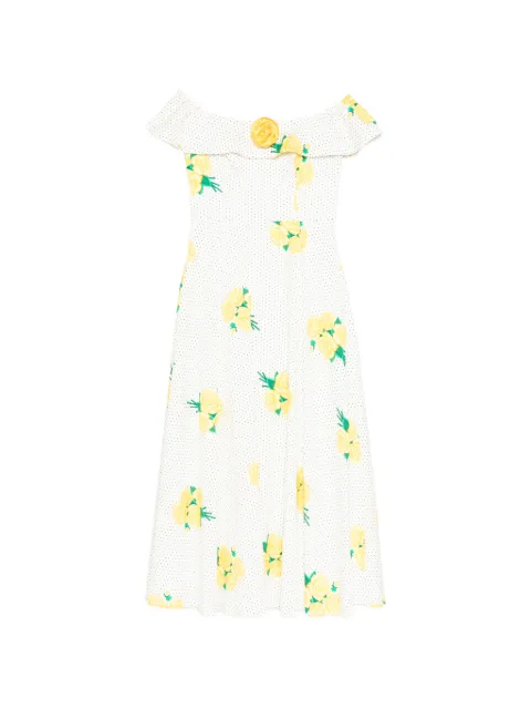 HVN polka-dot floral-print dress White SS250030