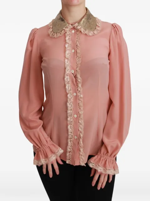 Dolce & Gabbana lace-trim sequin-embellished blouse Pink TSH4663