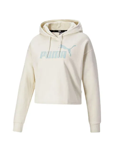 PUMA cropped logo-print hoodie Neutrals 58686988