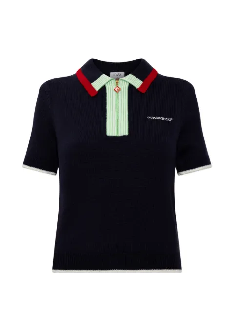 Casablanca logo-embroidered zip-up polo shirt Blue WPF26KW856010