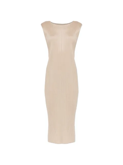 Pleats Please Issey Miyake pleated midi dress Neutrals PP66JH1560