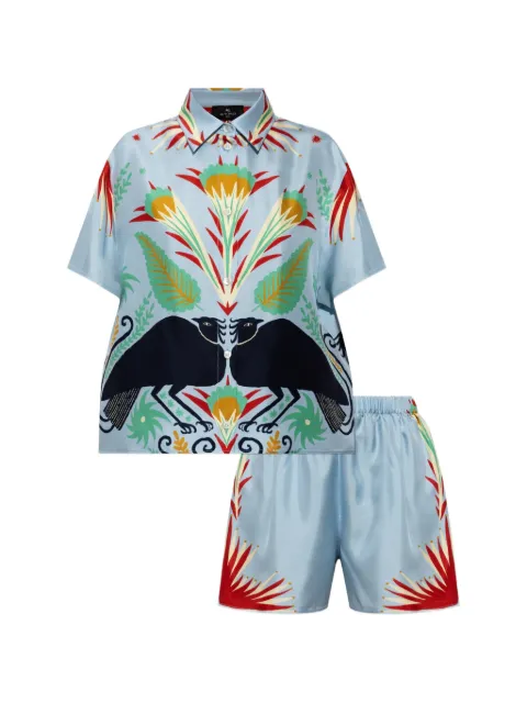 ETRO x Baby Tooth graphic-print silk-satin T-shirt Blue WRZB0001AK1BD