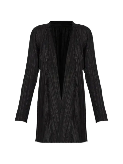 Pleats Please Issey Miyake pleated cardi-coat Black PP66JO2820