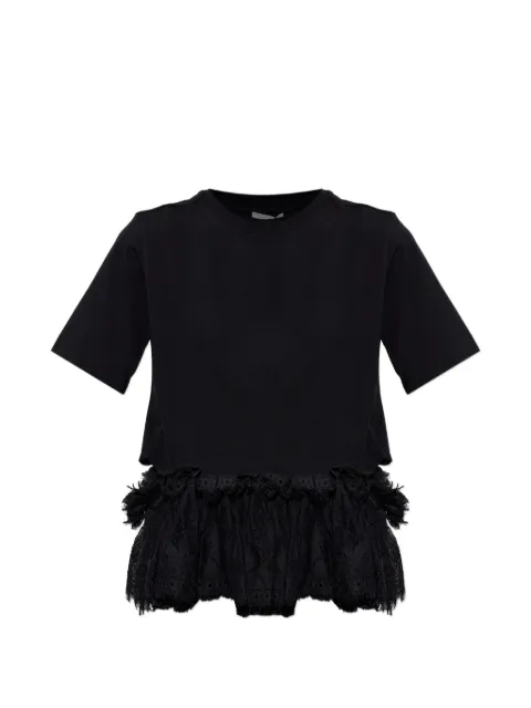 Alexander McQueen lace-trim ruffled T-shirt Black A000L5QLAEZ