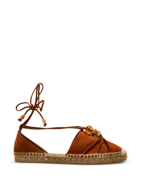Jimmy Choo Lemi bead-embellished leather ballet flats Brown LEMIESPADRILLEIPV