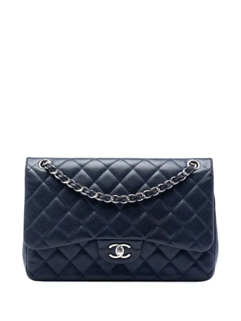 CHANEL Pre-Owned 2013-2014 Jumbo Classic Caviar Double Flap shoulder bag Blue ZZC44IASGGTSD5OR