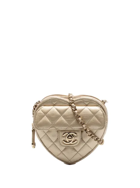 CHANEL Pre-Owned 2021 Mini Metallic Lambskin CC in Love Heart crossbody bag Gold LJUISOOW3QCILP45