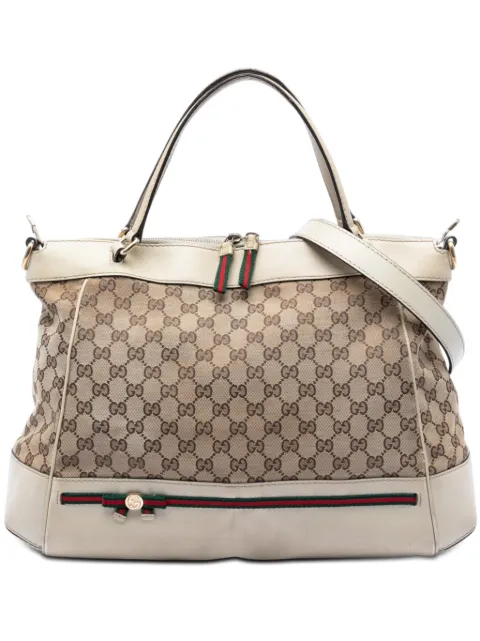 Gucci Pre-Owned 2016-2026 GG Canvas Web Mayfair satchel Neutrals HTTKR01UZ63KJBLD