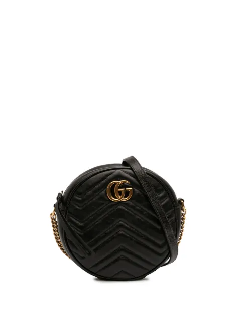 Gucci Pre-Owned 2016-2026 Mini GG Marmont Matelasse Leather Round crossbody bag Black BTKX2CT3I6251DQG