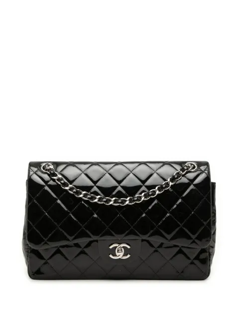 CHANEL Pre-Owned 2013-2014 Jumbo Classic Patent Double Flap shoulder bag Black D699H8YCWQH2LX65